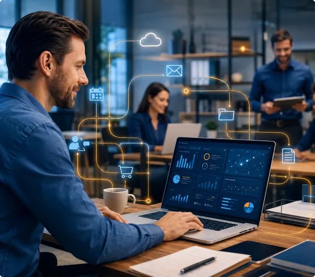 AI for Small Business: Practical Benefits That Actually Matter in 2026 Small business team using AI workflow tools to improve everyday operations