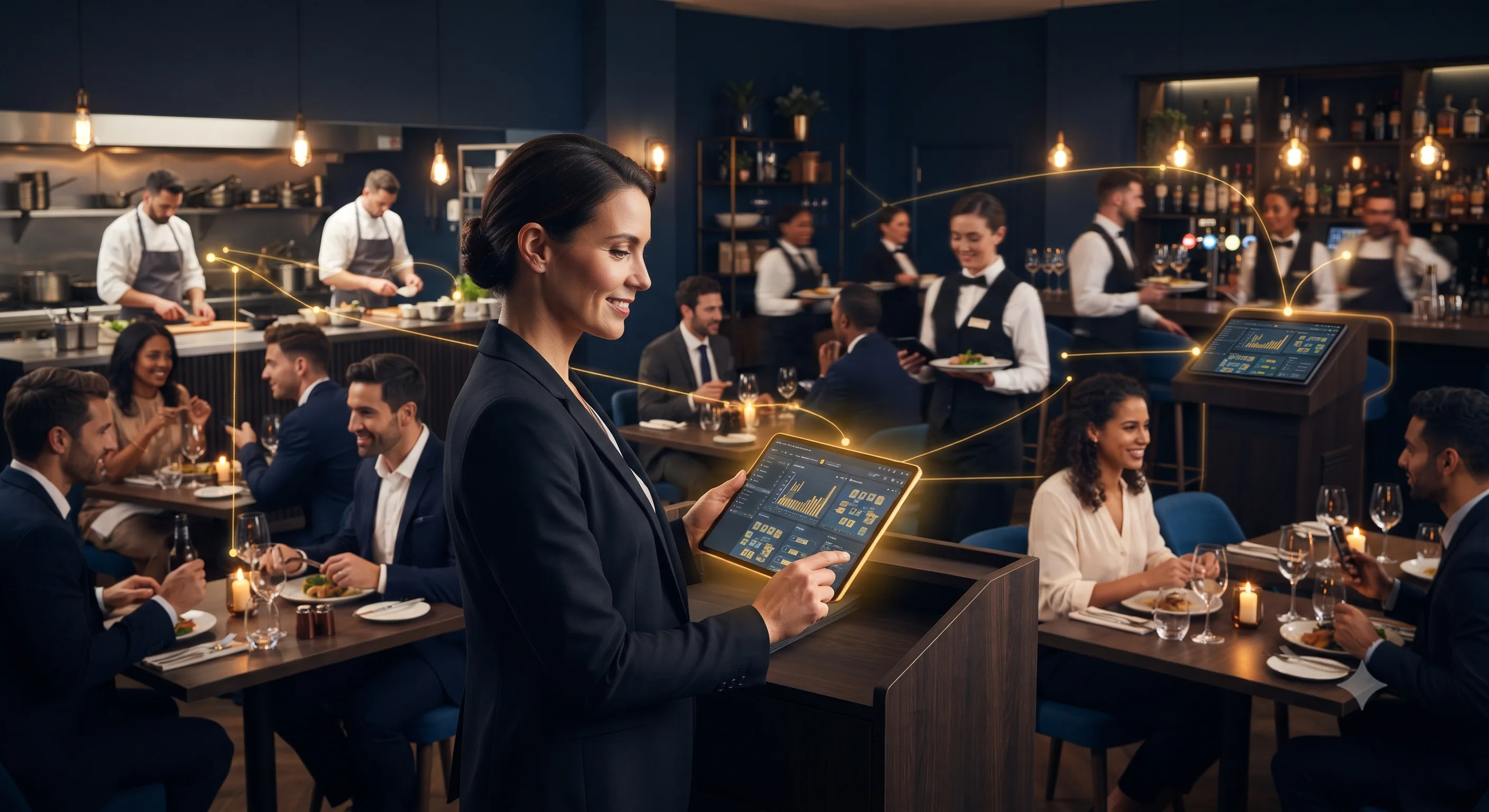 Why UK Businesses Are Rethinking Technology Investments in 2026 UK restaurant team using connected technology dashboards for ordering service and operations