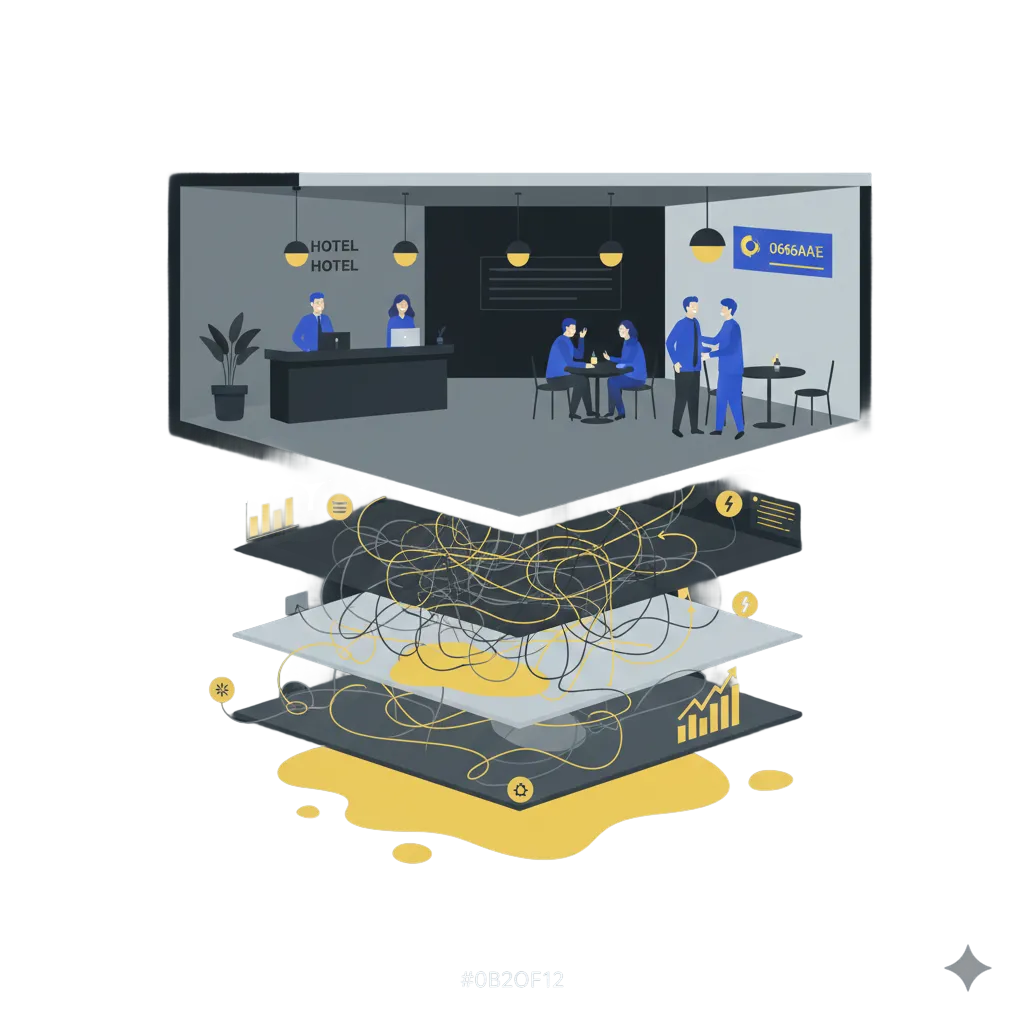 Hospitality staff coordinating service under operational pressure