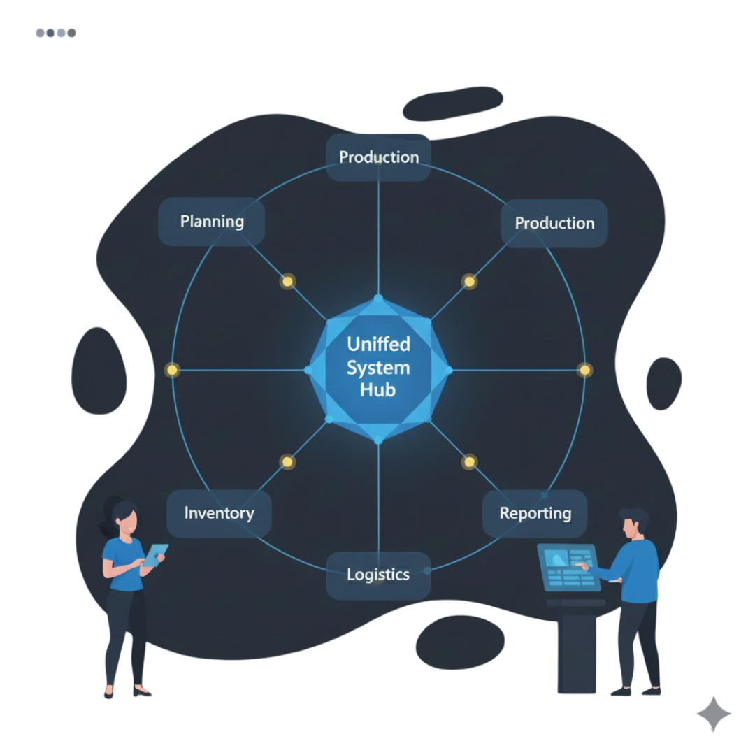 Manufacturing operations visibility and coordination illustration