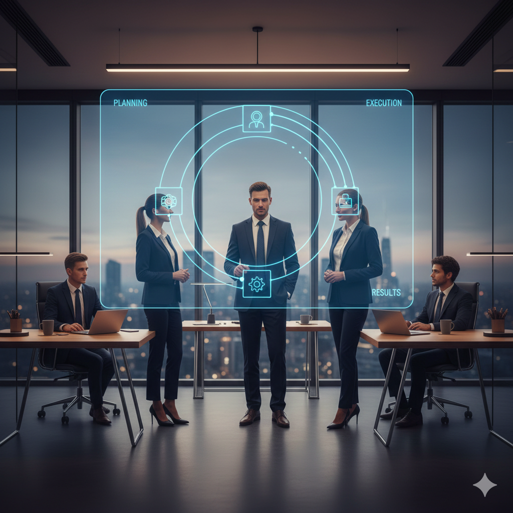 Operational efficiency illustration showing cleaner workflows and team visibility