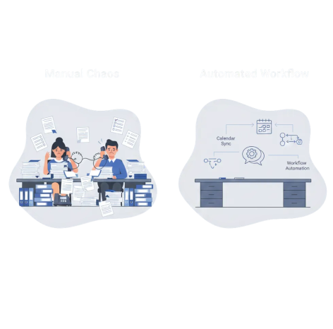 Manual business workflow compared with an automated workflow