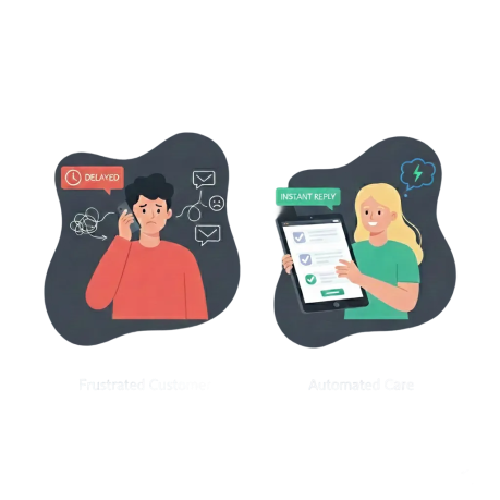 Customer-facing manual workflow compared with an automated customer journey
