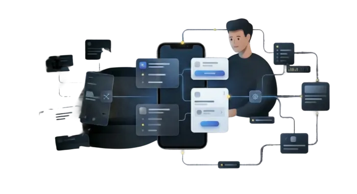 Custom mobile app development workflow illustration