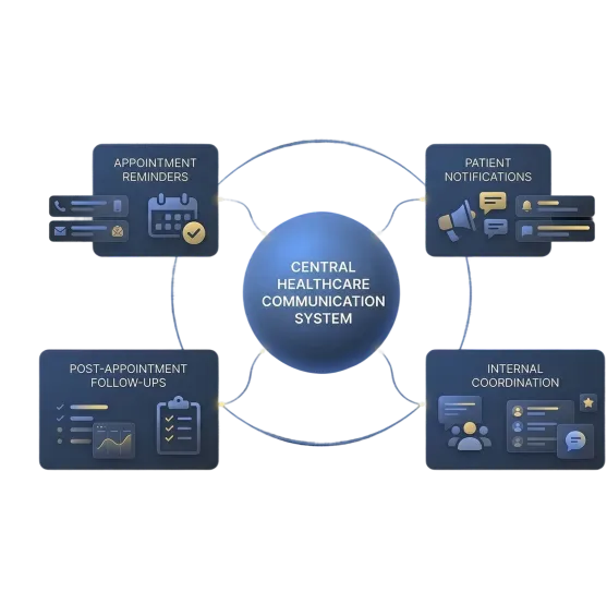 Healthcare communication automation workflow illustration