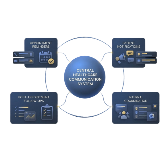Healthcare communication automation workflow illustration